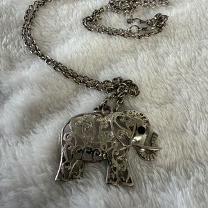 Silver Filigree Elephant Pendant Necklace